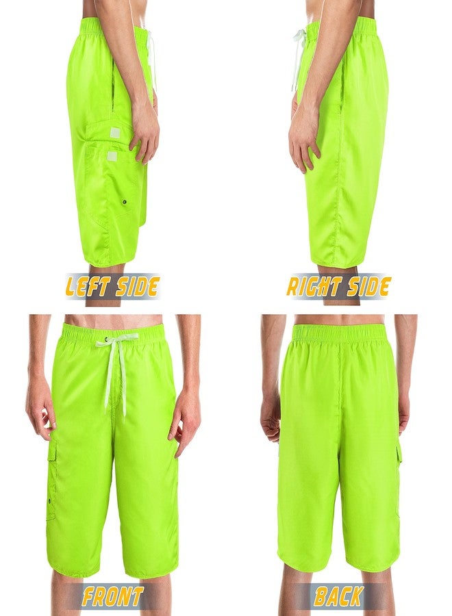 Srnede Mens Swim Trunks Swimming Trunks Swim Shorts Quick Dry 11 Inch with Mesh Lining Funny Swimwear Bathing Suits Neon Green - Image 5
